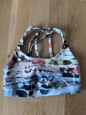 lululemon athletica Floral Stripe Sports Bra in White, Pink, Blue, Green